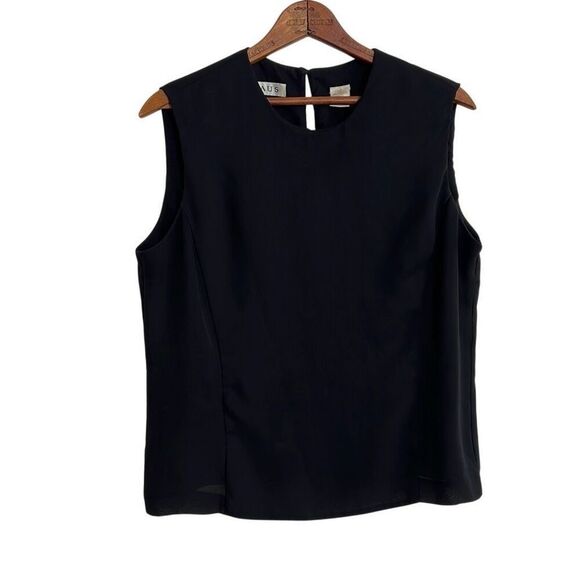 CHAUS Crew Neck Keyhole Back Pullover Sleeveless Blouse Black Size 12 - Picture 1 of 7